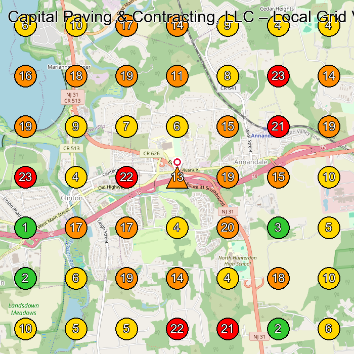 Capital Paving & Contracting, LLC Paving Contractor GeoGrid ranking map for Annandale NJ